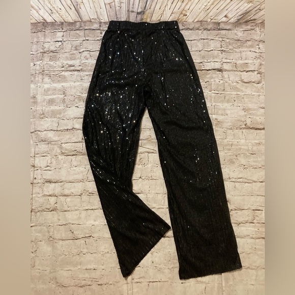 NWT DOSE black sparkly sequin party flair pants size S. - Picture 4 of 10